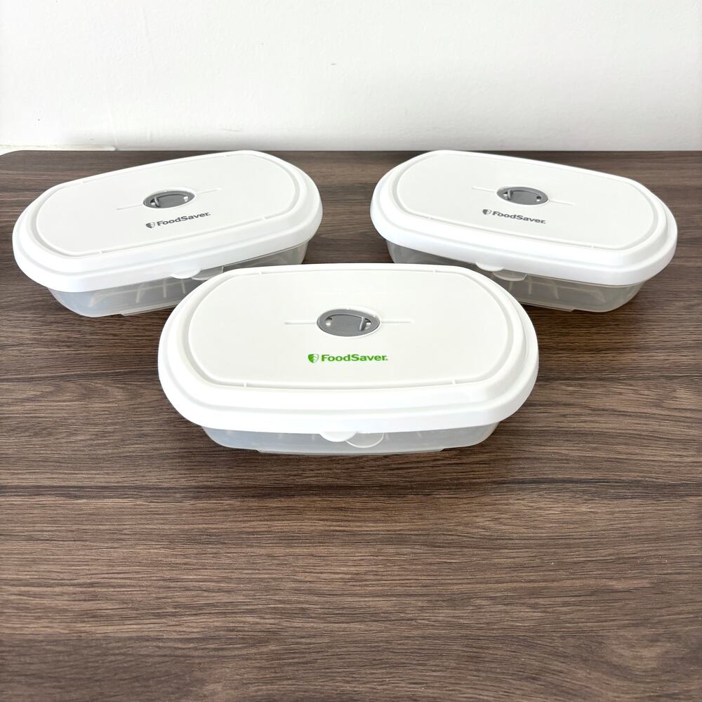FoodSaver Fresh Saver DELI Lot of 3 Vacuum Storage Containers & Lids 1/2 Quart